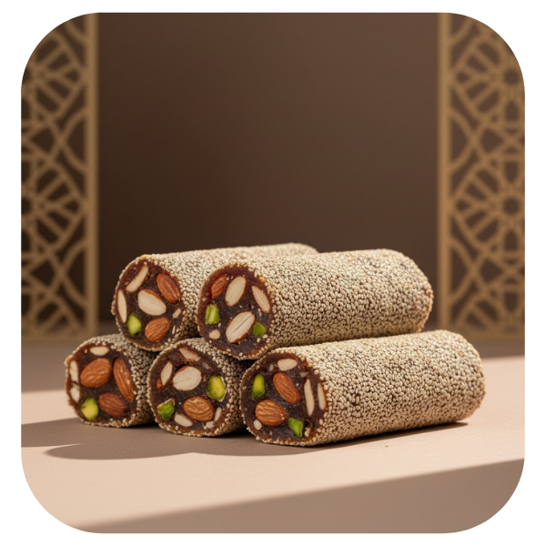 رولات تمر ب السمسم